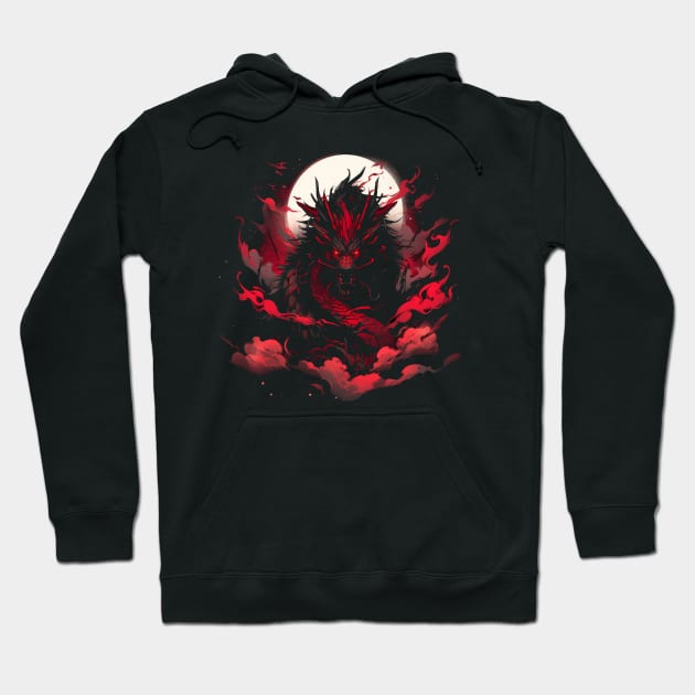 Lunar Blaze: Red Dragon Hoodie by CleverboyDsgns